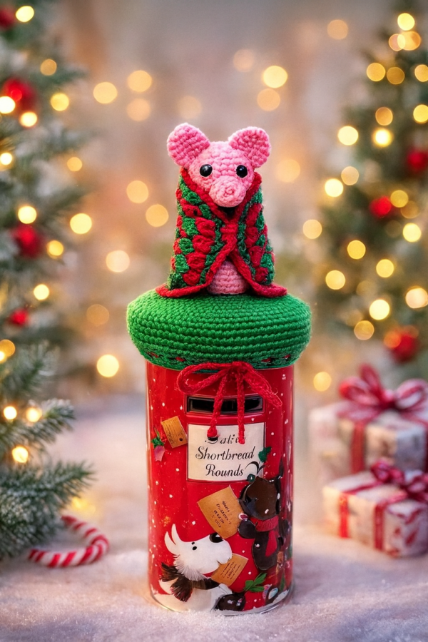 Christmas biscuit tin postbox topper