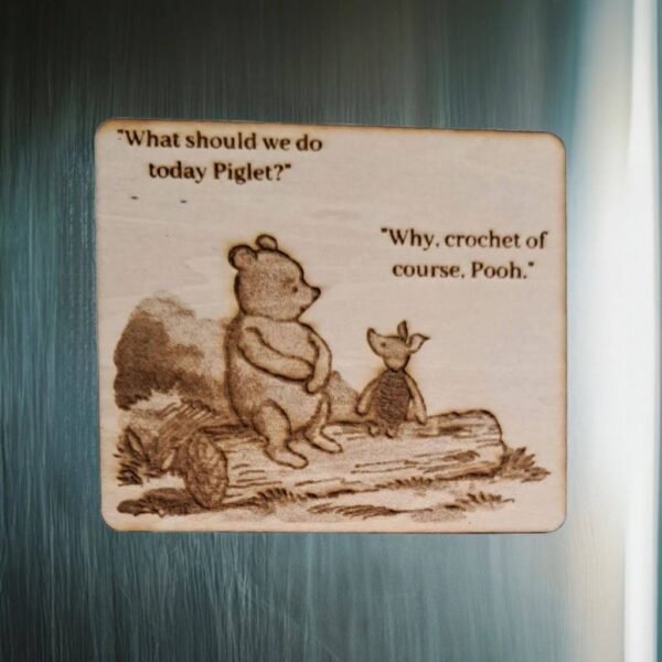 Wooden 'Winnie The Pooh' Crochet fridge magnet