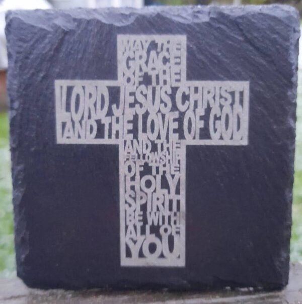 Slate Drinks Coaster With Prayer