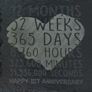 Slate Drinks Coaster '1st Anniversary' Message