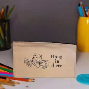 Smiling Frog 'Hang In There' Canvas Pencil Case