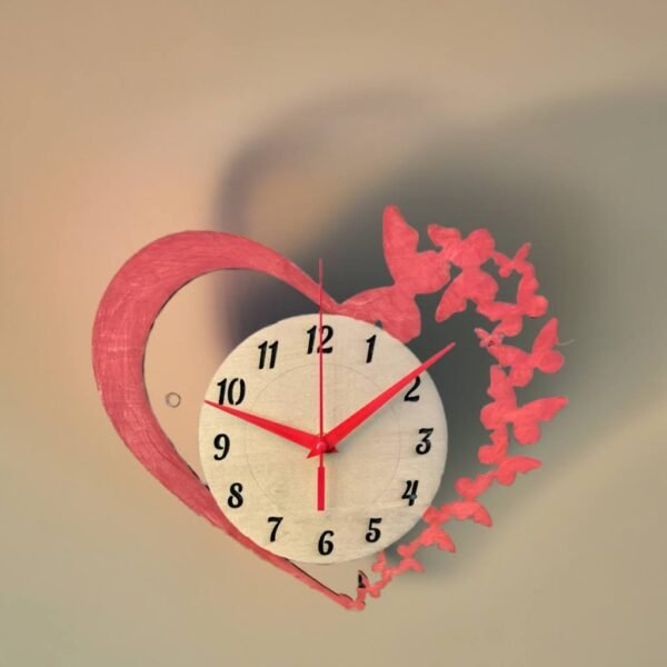 Romantic and Elegant Heart and Butterfly Wall Clock