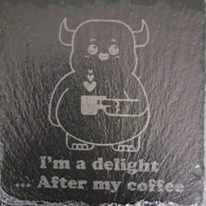 Slate Drinks Coaster with FunnyCoffee Hippo Message