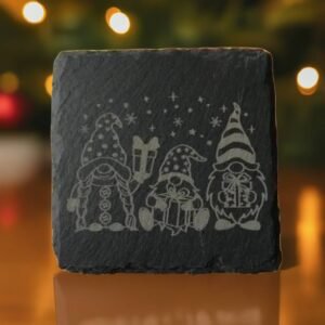 Slate Drinks Coaster with Christmas Elf