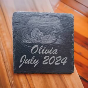Slate Drinks Coaster with Baby Scan Photo