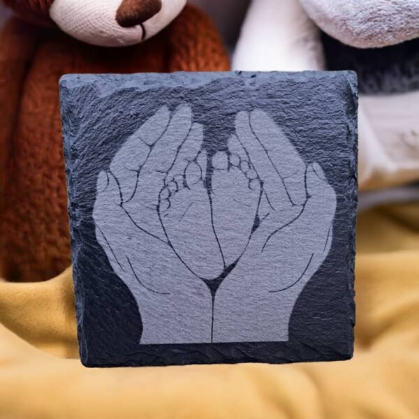Beautiful Slate Drinks Coaster with Newborn Baby Feet Beautiful Slate Drinks Coaster with Newborn Baby Feet