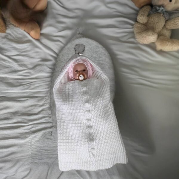 Crochet Baby Cocoon with Hood in White