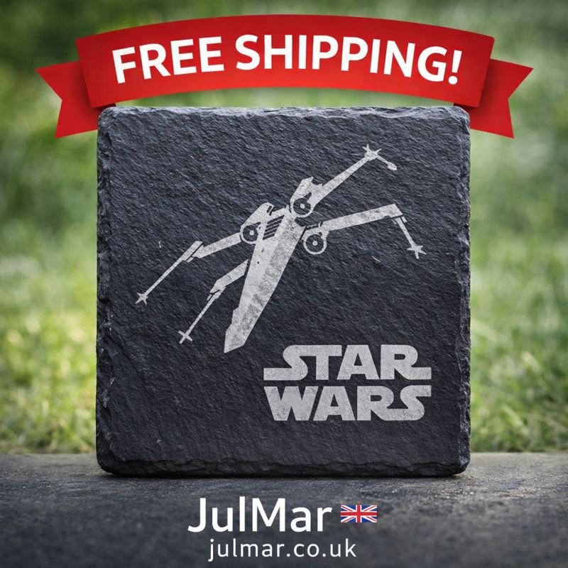 Star Wars X-Wing slate drinks coaster with free shipping banner