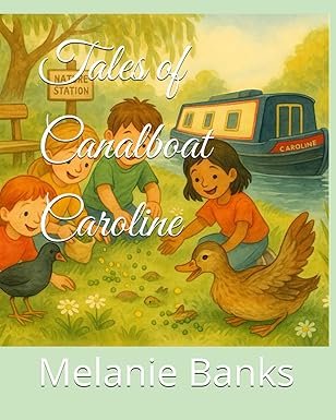 Canalboat Caroline children’s book cover featuring a friendly canal boat and countryside animals