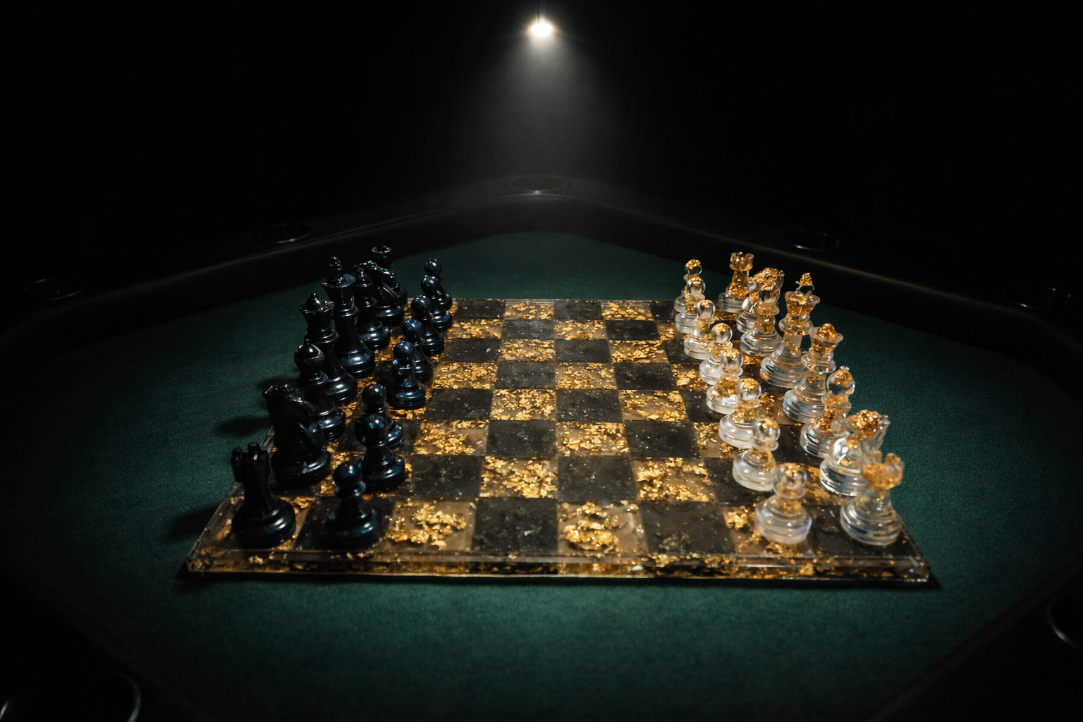Luxury Resin & Gold Leaf Chess Set – Handcrafted Statement Board with Matching Pieces