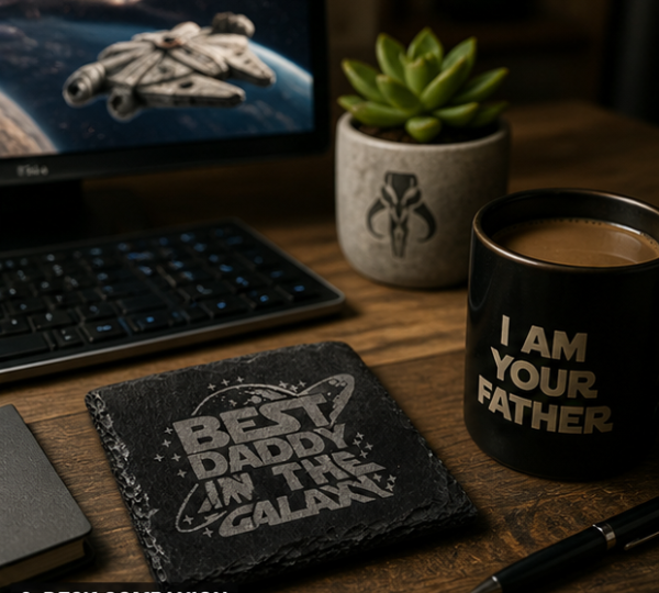 best-dad-galaxy-coaster-desk Best Daddy in the Galaxy Slate Coaster – Engraved Sci-Fi Gift for Dad